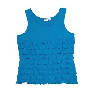 CATO Women's Blue Ruffled Tank Top 18/20W